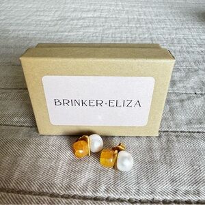 Brinker + Eliza Amber & Pearl Gumdrop Stud Earrings